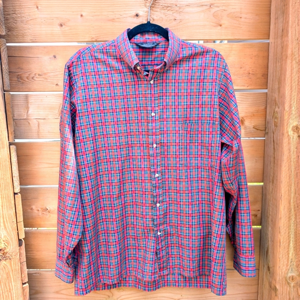 Vintage Retro Marks & Spencer Plaid Button Down Shirt Men's Large